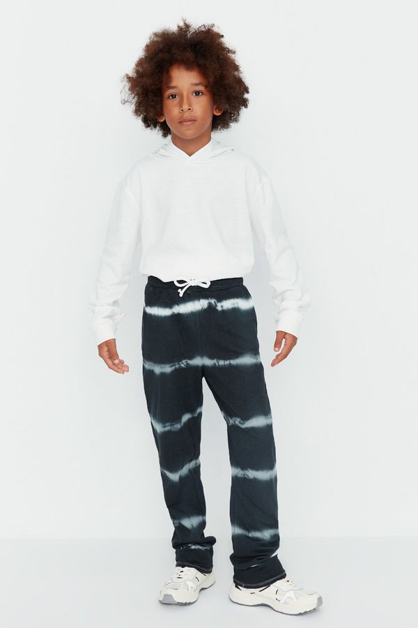 Trendyol Trendyol Anthracite Tie-Dye Patterned Boy Knitted Sweatpants