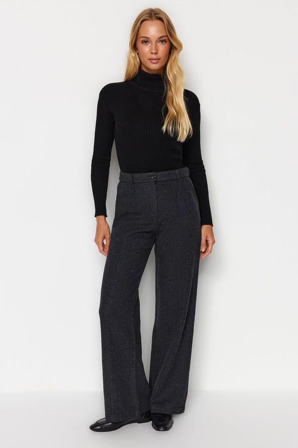 Trendyol Trendyol Anthracite Wide Leg Woven Trousers