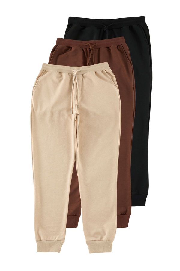 Trendyol Trendyol Beige-Brown-Black 3-Pack Sweatpants