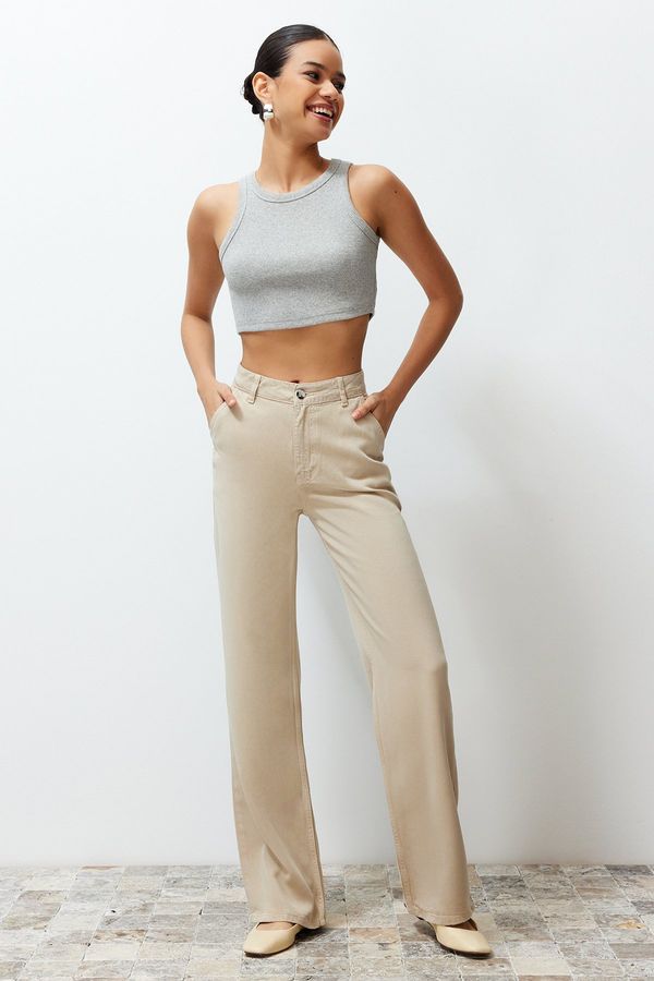 Trendyol Trendyol Beige More Sustainable 100% Tencel™ Low Waist Wide Leg Jeans