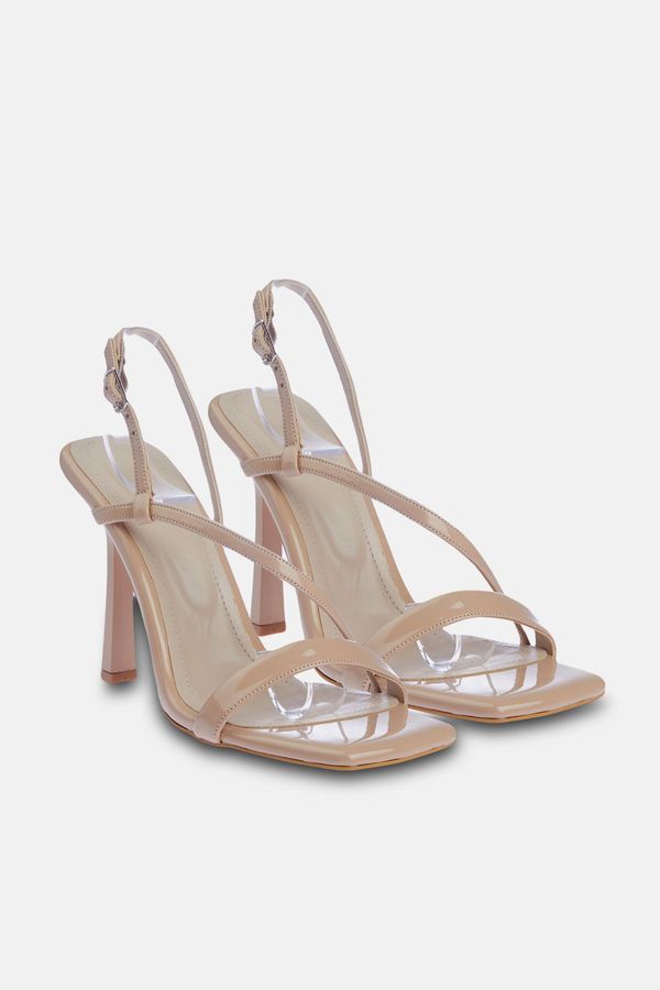 Trendyol Trendyol Beige Patent Leather Strapped Women's Heeled Sandals
