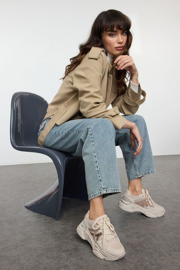 Trendyol Trendyol Beige Thick Sole Lace-Up Women's Sneakers
