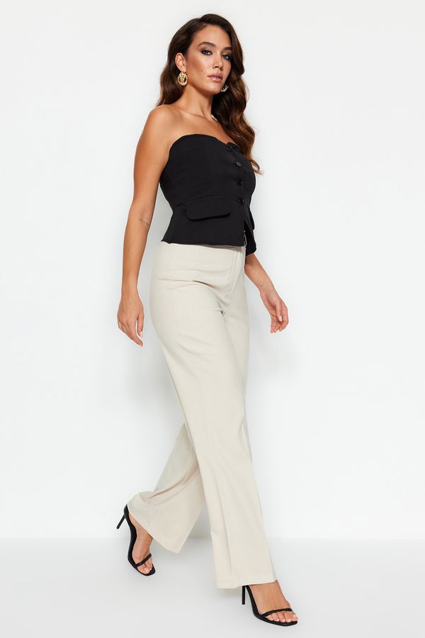 Trendyol Trendyol Beige Wide Leg High Waist Woven Fabric Trousers