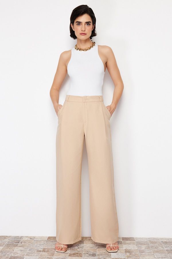 Trendyol Trendyol Beige Wide Leg Woven Trousers