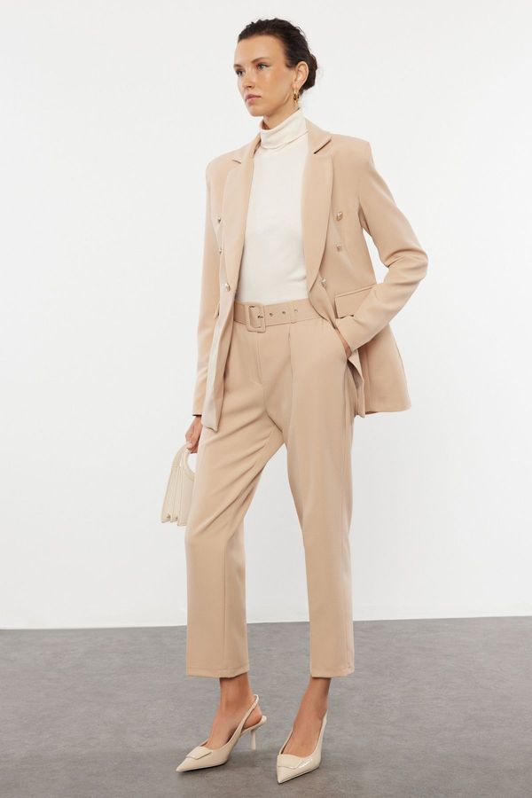 Trendyol Trendyol Beige Woven Trouser-Blazer Jacket Set