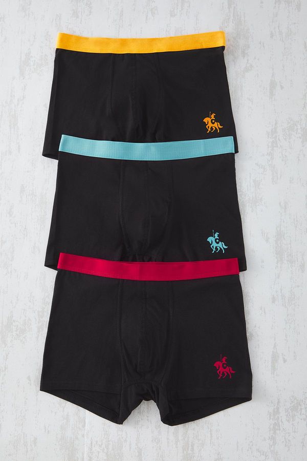 Trendyol Trendyol Black 3 Pack Colorful Rubber Flexible Cotton Boxers