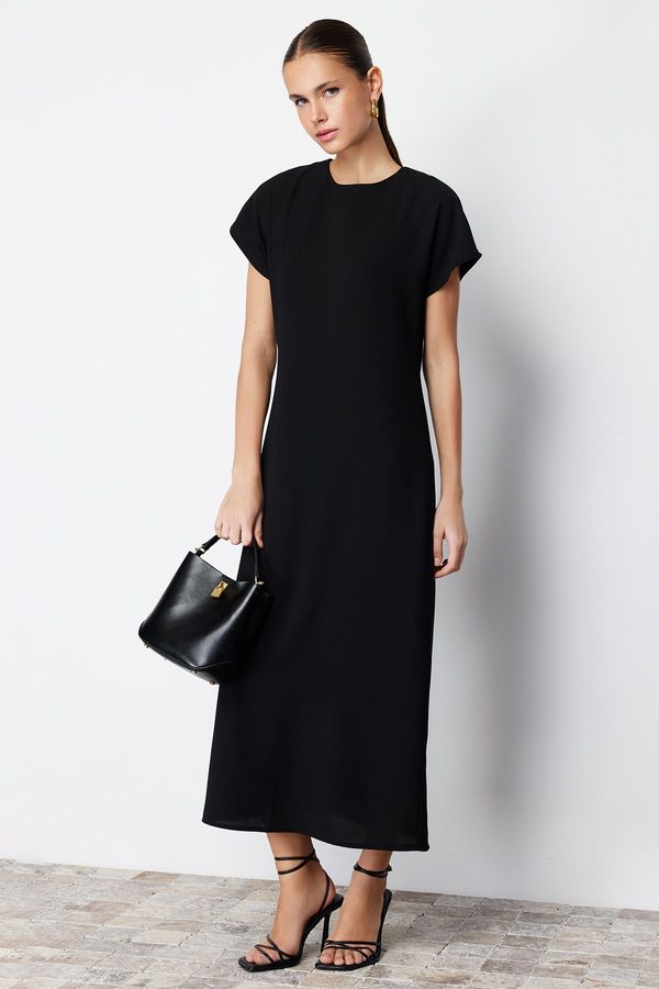 Trendyol Trendyol Black A-line Midi Woven Short Sleeve Dress