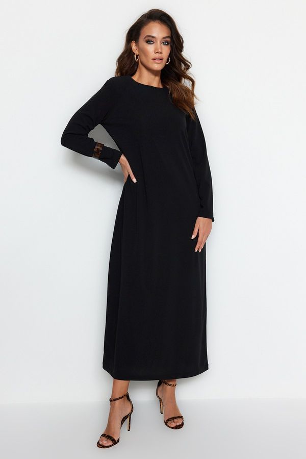 Trendyol Trendyol Black A-Line Scuba/Diver Crepe Knitted Dress