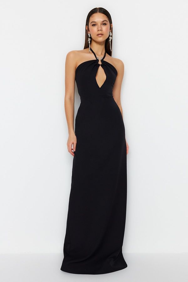 Trendyol Trendyol Black Accessory Detailed Long Evening Dress