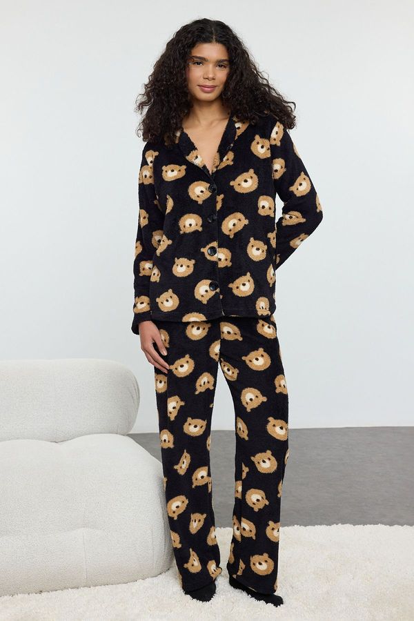 Trendyol Trendyol Black Animal Wellsoft Knitted Pajama Set