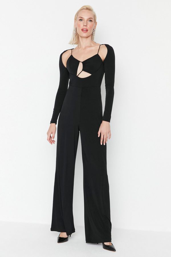 Trendyol Trendyol Black Asymmetrical Collar Detailed Jumpsuit