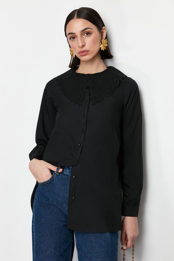 Trendyol Trendyol Black Baby Collar Cotton Woven Shirt