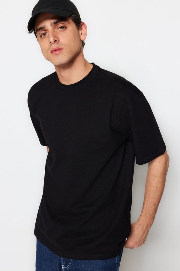 Trendyol Trendyol Black Basic 100% Cotton Relaxed T-Shirt