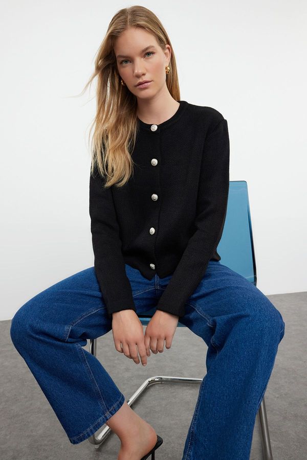 Trendyol Trendyol Black Basic Jacket Look Knitted Cardigan