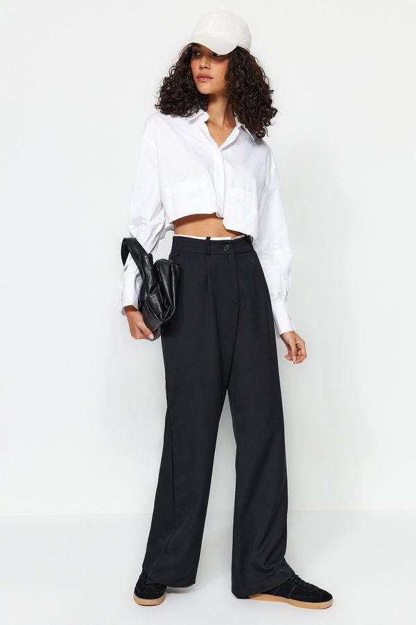 Trendyol Trendyol Black Belt Detailed Wide Leg Trousers