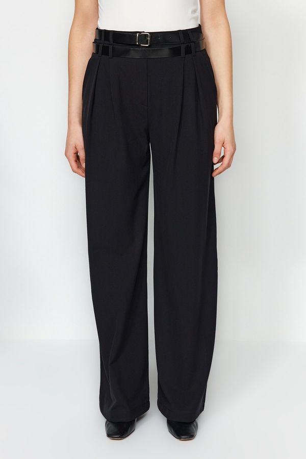 Trendyol Trendyol Black Belted Wide Leg Trousers