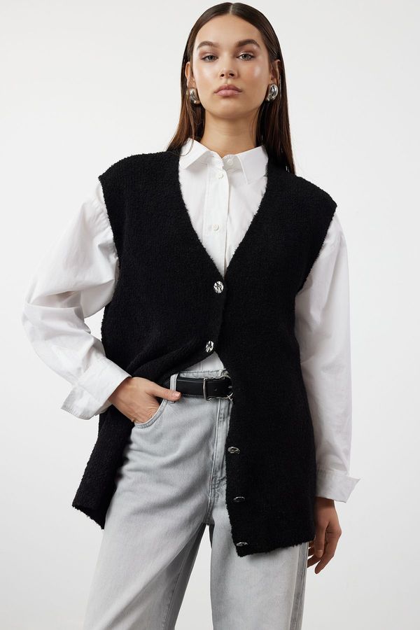 Trendyol Trendyol Black Boucle Yarn Soft Knitwear Sweater Vest