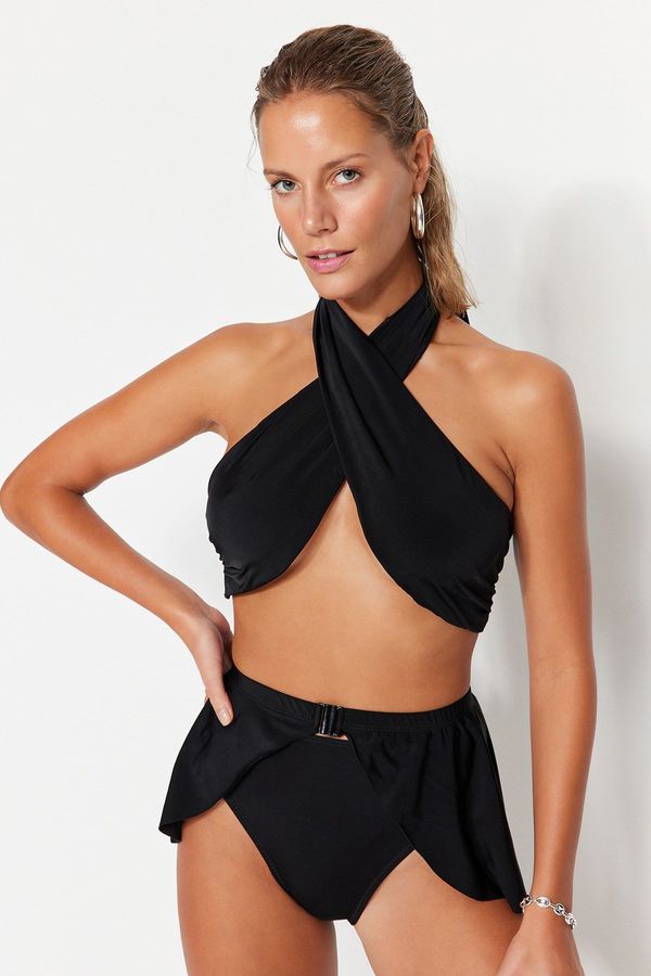 Trendyol Trendyol Black Bralet Tied Bikini Top