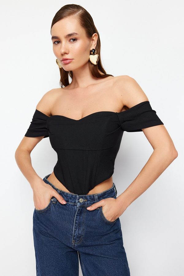 Trendyol Trendyol Black Carmen Collar Woven Bustier