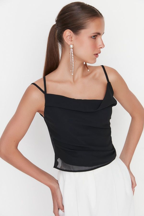 Trendyol Trendyol Black Chiffon Blouse with Back Detail