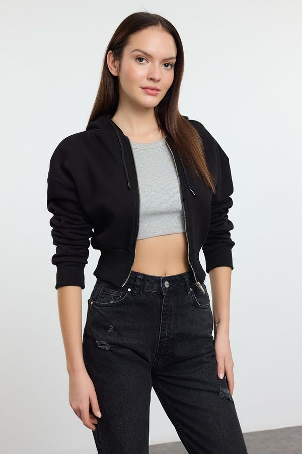 Trendyol Trendyol Black Crop Oversize Knitted Sweatshirt