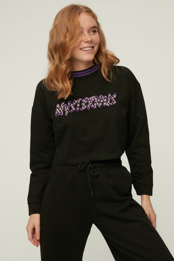 Trendyol Trendyol Black Crop Slim Knitted Tracksuit Set