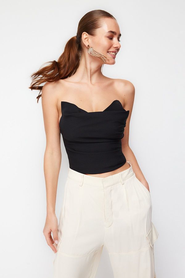 Trendyol Trendyol Black Crop Woven Bustier