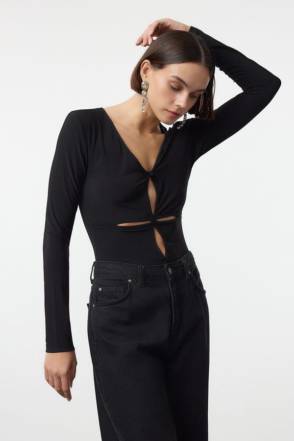 Trendyol Trendyol Black Cut Out/Window Detailed Knitted Bodysuit