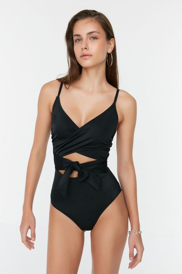 Trendyol Trendyol Black Double Breasted Cut Out/With Window Normal Leg Swimsuit