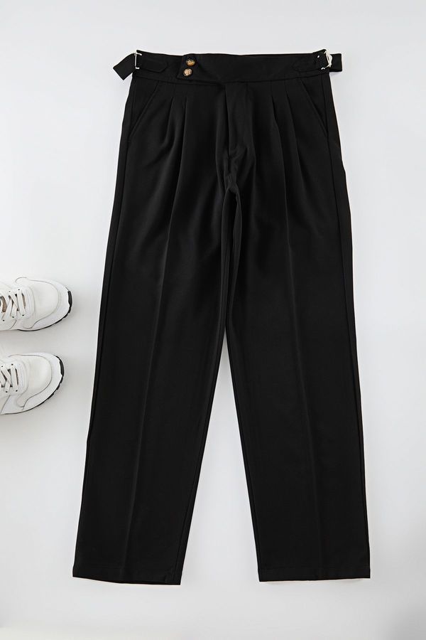 Trendyol Trendyol Black Double Button Closure Italian Woven Fabric Trousers