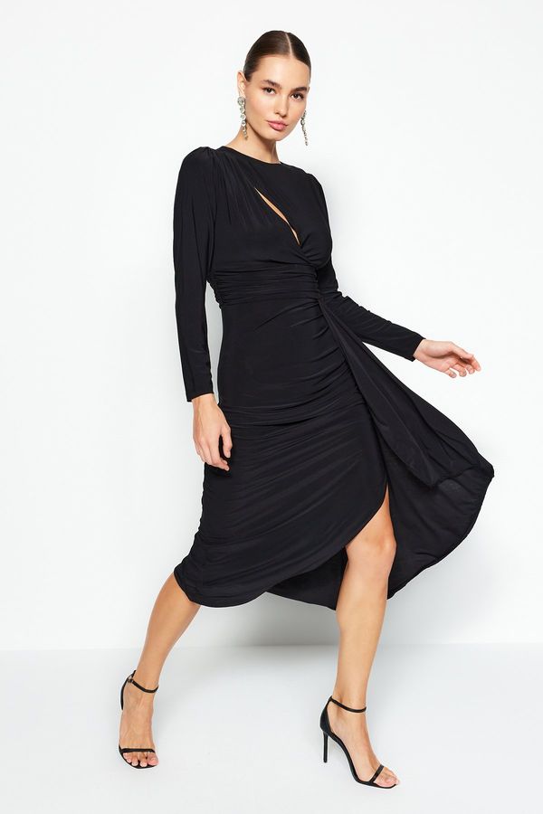 Trendyol Trendyol Black Fitted Cut Out/Window Detailed Evening Dress