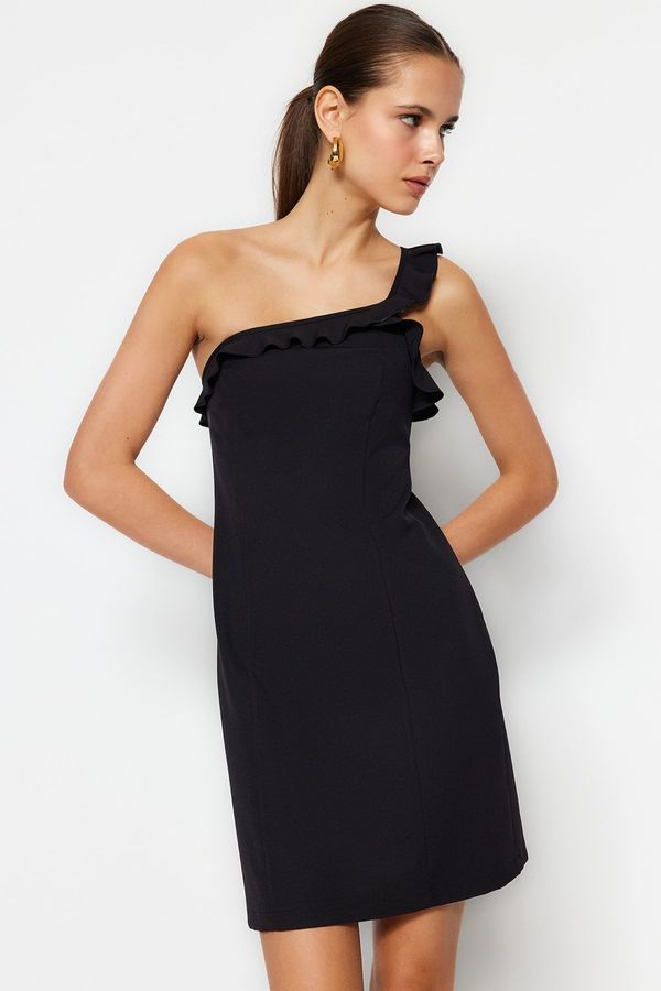 Trendyol Trendyol Black Fitted Mini Woven Ruffle Detail Woven Dress