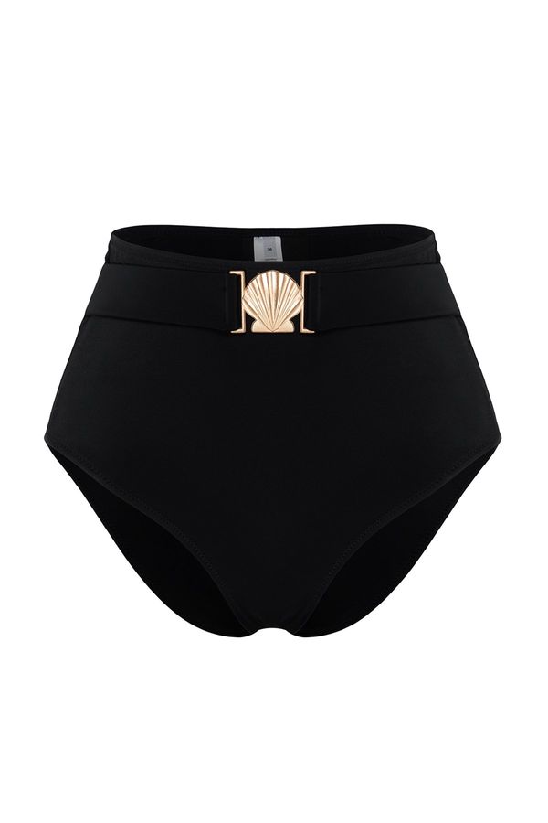 Trendyol Trendyol Black Flat High Waist Regular Bikini Bottom with Accessories