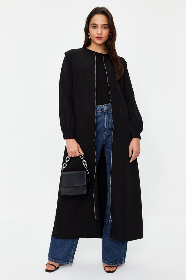 Trendyol Trendyol Black Full Length Zipper Crepe Cap Maxi Dress