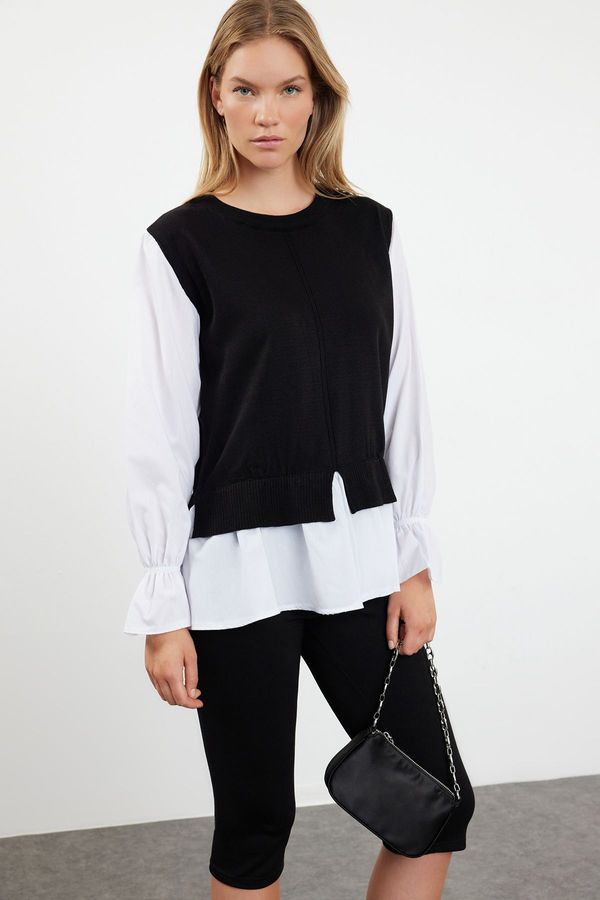 Trendyol Trendyol Black Garnished Wide Fit Knitwear Sweater