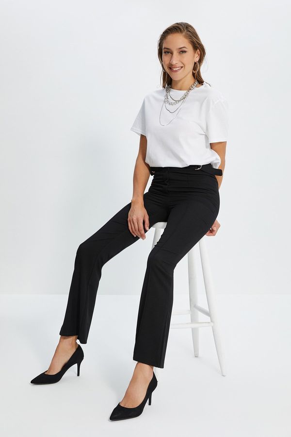 Trendyol Trendyol Black High Waist Bootcut Flare Leg Woven Trousers