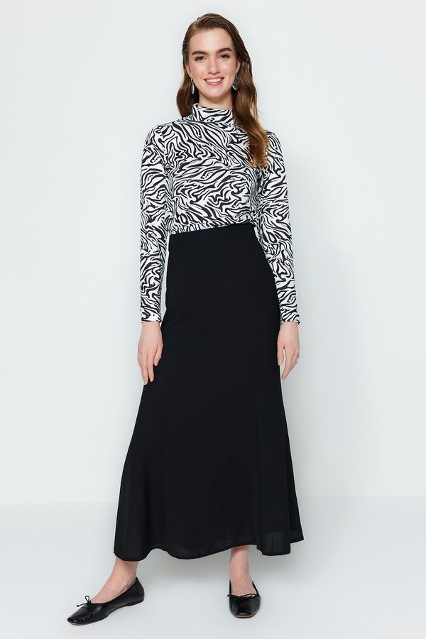 Trendyol Trendyol Black High Waist Zippered Aerobin Woven Skirt