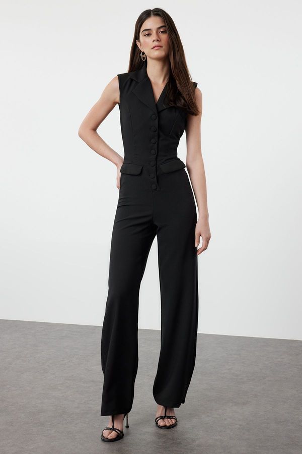 Trendyol Trendyol Black Jacket Collar Detailed Maxi Woven Jumpsuit