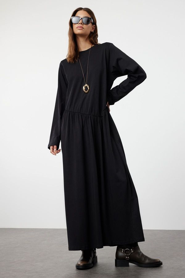 Trendyol Trendyol Black Knitted Dress with Ruffle Skirt
