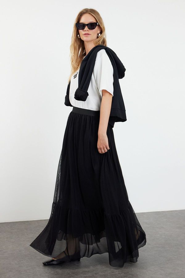 Trendyol Trendyol Black Lined Woven Skirt