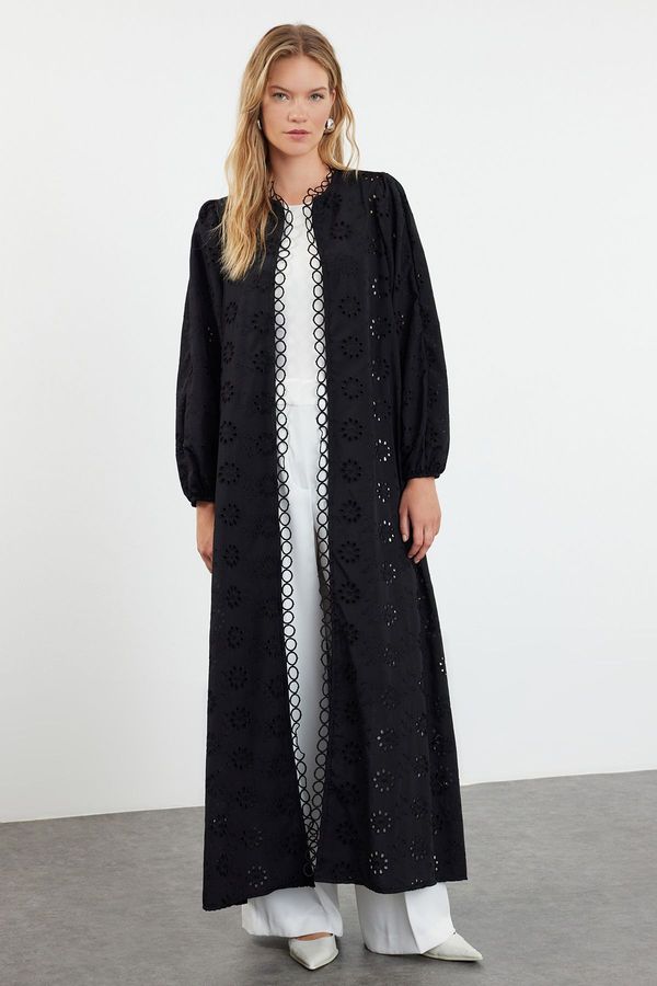 Trendyol Trendyol Black Linen Embroidery Woven Cap & Abaya & Abaya