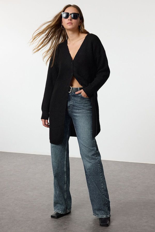 Trendyol Trendyol Black Long Basic Knitted Cardigan