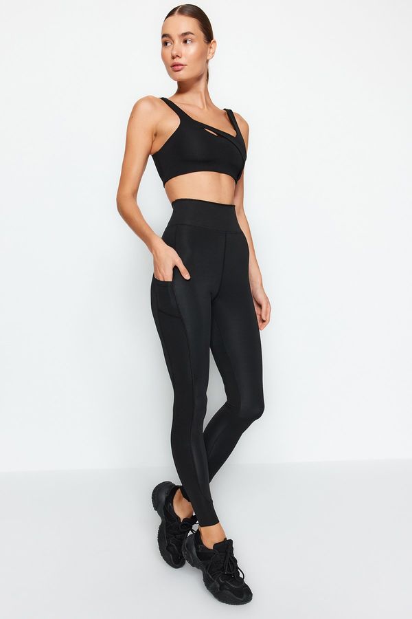 Trendyol Trendyol Black Matte Full Length Knitted Sports Leggings with Extra Absorption Layer