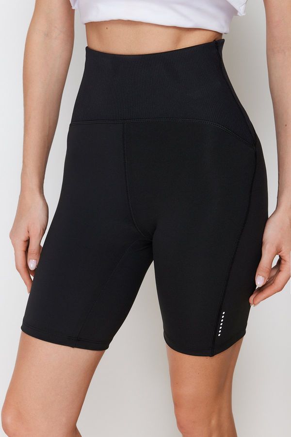 Trendyol Trendyol Black Matte Recovery Fabric Reflector Printed Knitted Sports Biker/Cyclist/Short Leggings