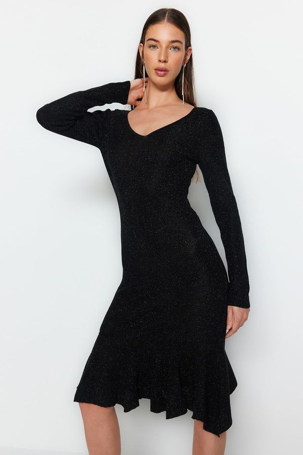 Trendyol Trendyol Black Maxi Knitwear Frilly Dress
