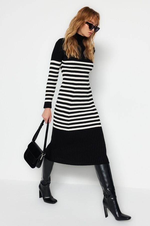 Trendyol Trendyol Black Maxi Knitwear Striped Dress