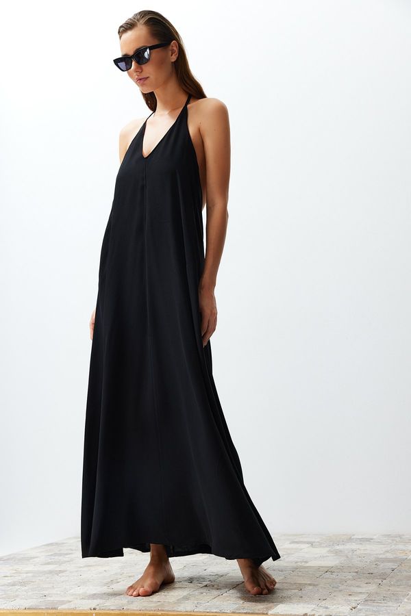 Trendyol Trendyol Black Maxi Woven Decollete Backless Beach Dress