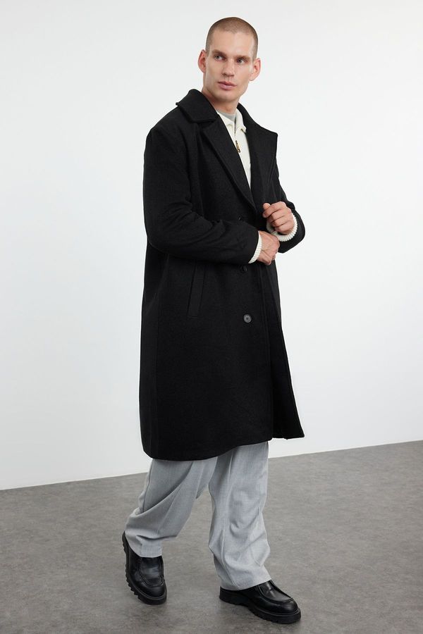 Trendyol Trendyol Black Men's Oversize Fit Winter Wool Blend Winter Coat