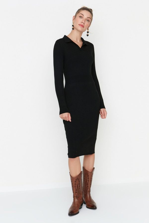 Trendyol Trendyol Black Midi Knitwear Polo Neck Dress