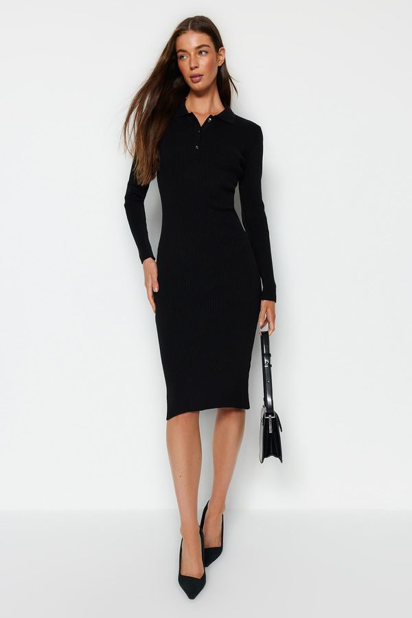 Trendyol Trendyol Black Midi Knitwear Polo Neck Dress